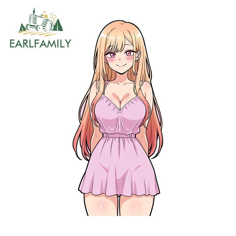 EARLFAMILY Kitagawa Marin Big Boobs Car Stickers Attractive Sunscreen Vinyl Windows Decal Artistic Anime Scooter Car Accessories