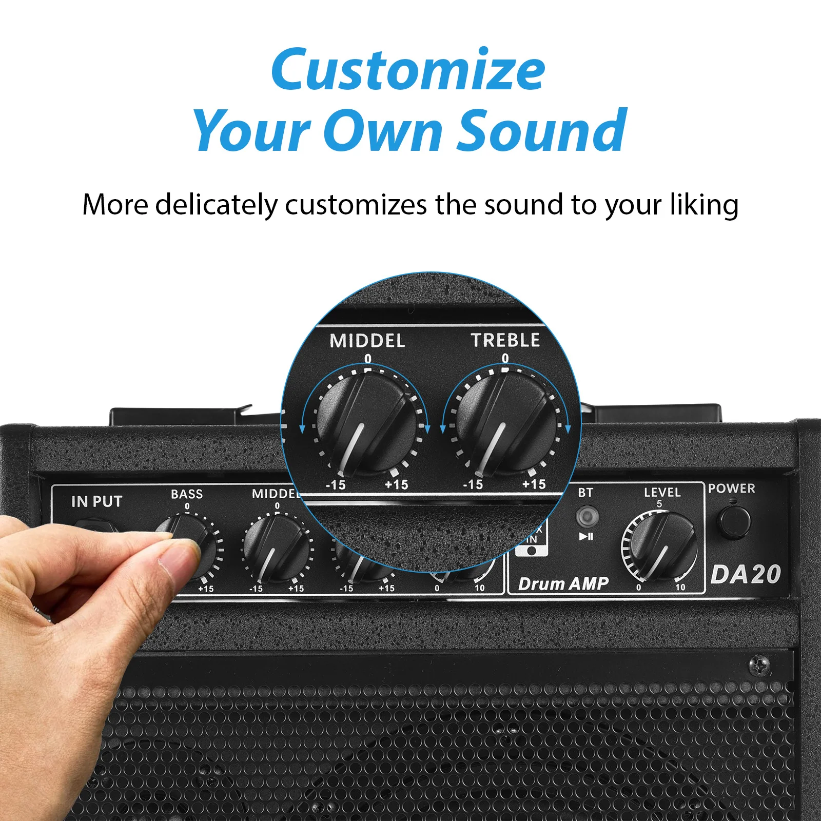 25W Electronic Drum Speaker Portable BT Practice Drum Amplifier Speaker for Electric Drums Keyboard Wooden Guitars Home Practice