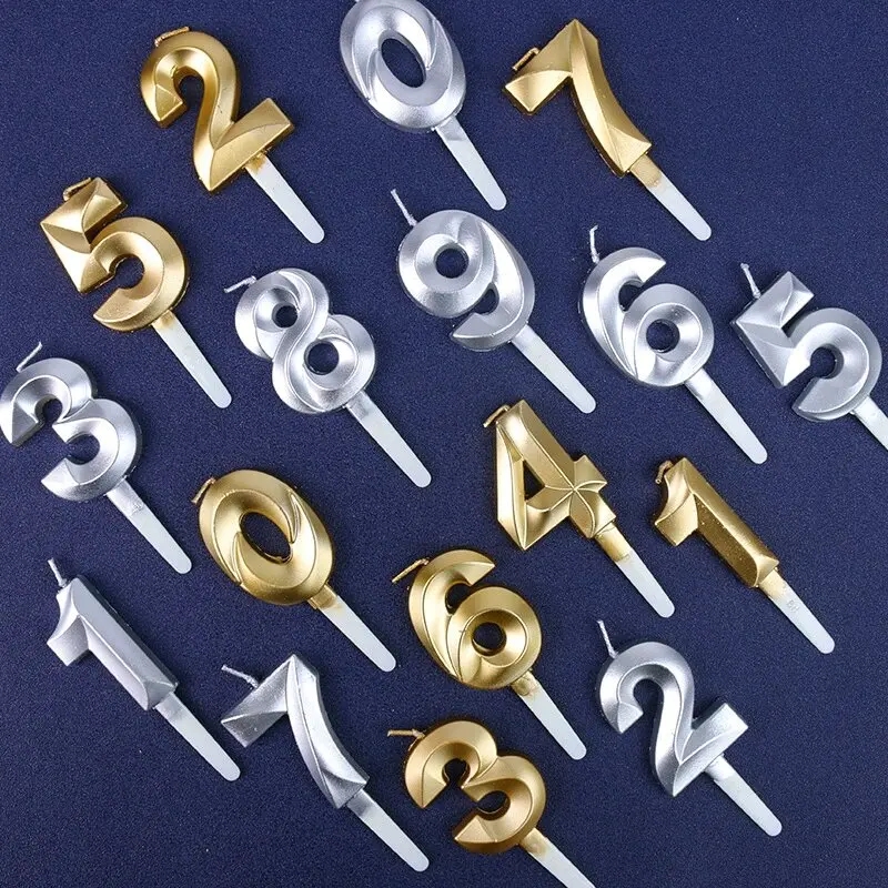 3D Number Cake Decorating Candle Glitter Birthday Candles Digital Candle Cake Topper Birthday Party Wedding Cake Decor