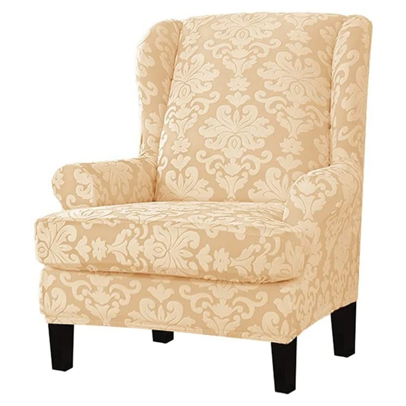 

Chair Covers 2 Piece Stretch Wing Chair Slipcover, Knitted Jacquard Washable Fabric Sofa Cover Furniture Protector