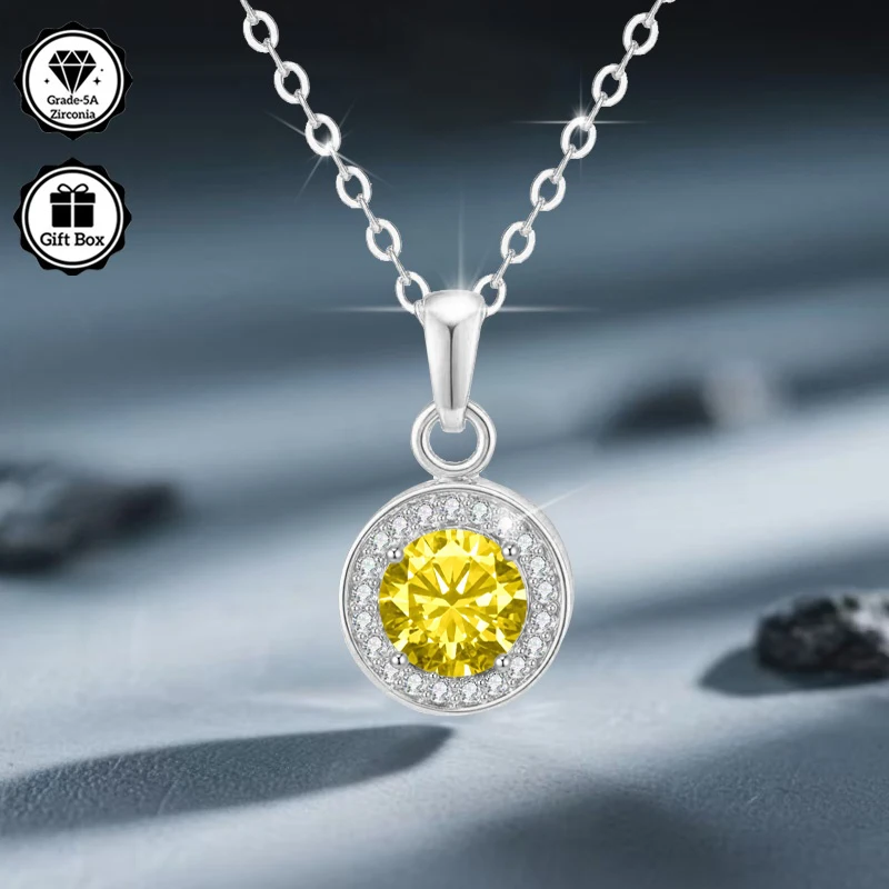 Weihnachtsgeschenk für Frauen, 1-Karat-Zirkonia-Halskette für Frauen, Schmuck für Frauen, hypoallergene Halskette, hochwertiger Schmuck