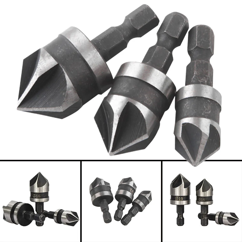 Countersink Drill Bit Shank Woodworking Carbon Steel Chamfer Chamferer Drilling For Wood Hexagon Metals 90 Degree