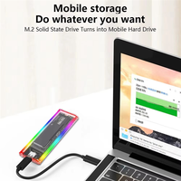 AU67-RGB M2 Nvme SSD Case M.2 NGFF SATA SSD Enclosure 10Gbps M.2 To Type-C Hard Drive Enclosure For B Key M Key M&B Key SSD