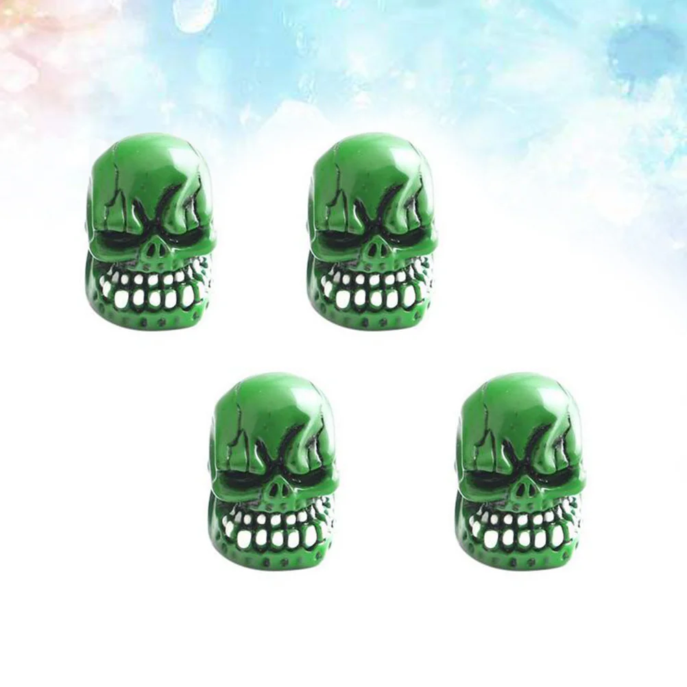 

4pcs Creative Ghost Head Shaped Automobile Car Motorcycle Bike Tire Caps Covers (Green) cap car cap