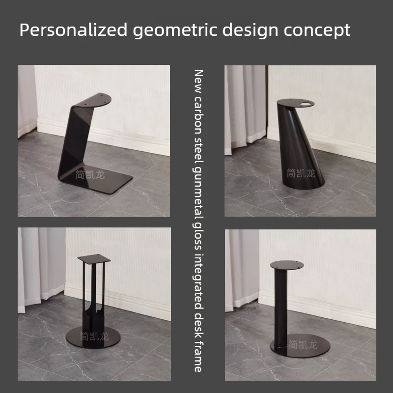 Black Iron Side Table Frame Detachable Metal Stand for Marble Wood Board Unique Corner Table Base Home Furniture Support