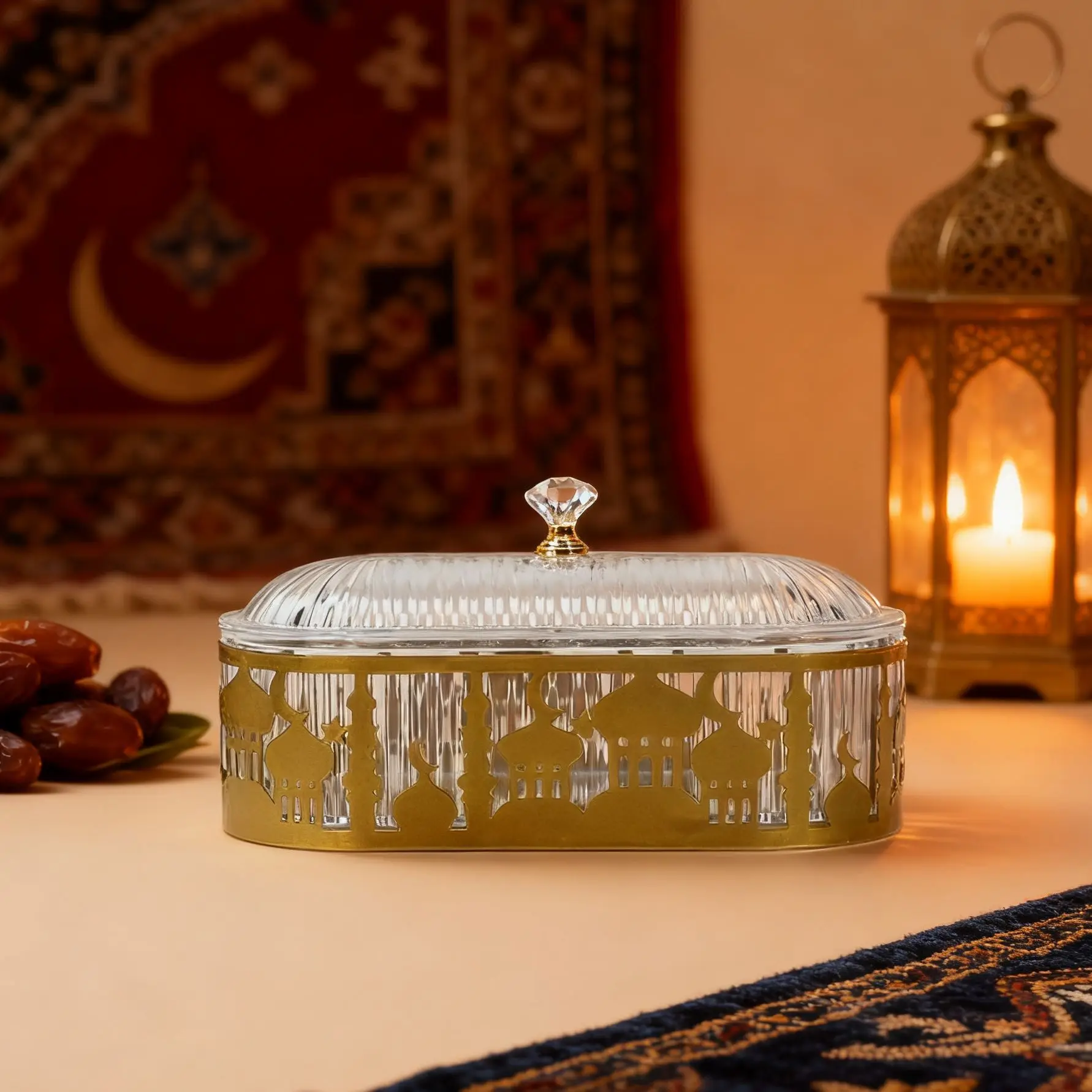 New Middle East Arabian Festival Gold Wrought Iron Storage Tray Candy Box Home Decoration Ornament