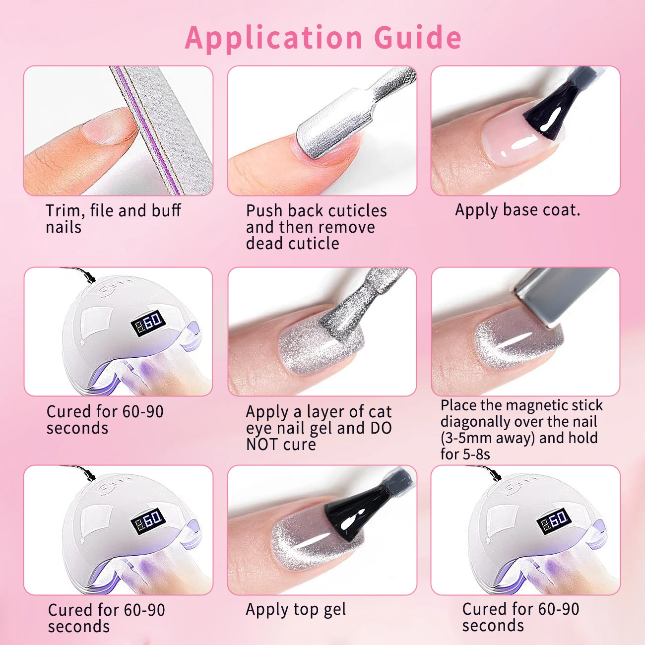 طلاء أظافر جل للعين مكون من 6 قطع - كيوي أخضر فاتح، عنب أرجواني، توت أزرق، كرز وردي، ليمون أصفر، جزر برتقالي، كمثرى