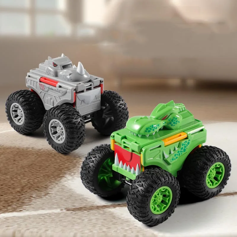 Monster Car Double Sided Truck Toy Pull Back Car Toys Children Vehicle Racing Car Dinosaur Inertia Toys For Boys Birthday Gifts