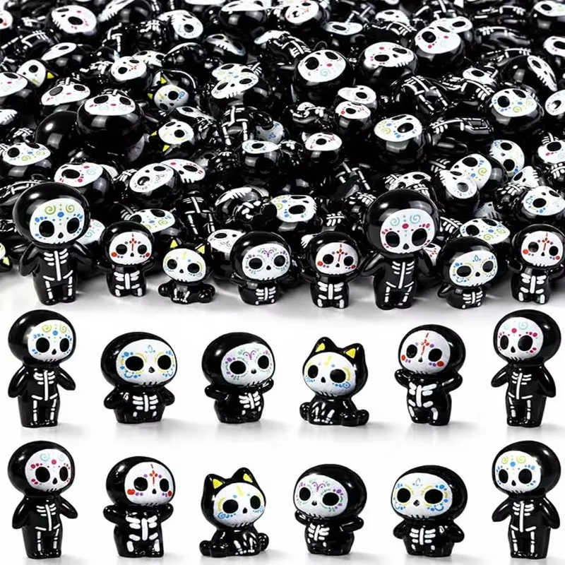 24pcs Halloween Mini Figurines Miniature Resin Ghost Toys Tiny Death Crafts for Halloween Party Favor Micro Fairy Garden Decor