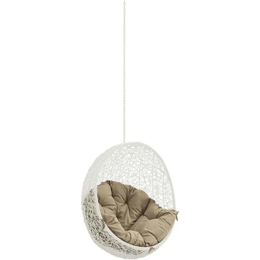 

Hide Wicker Rattan Outdoor Patio Swing Chair with Hanging Steel Chain in White Mocha