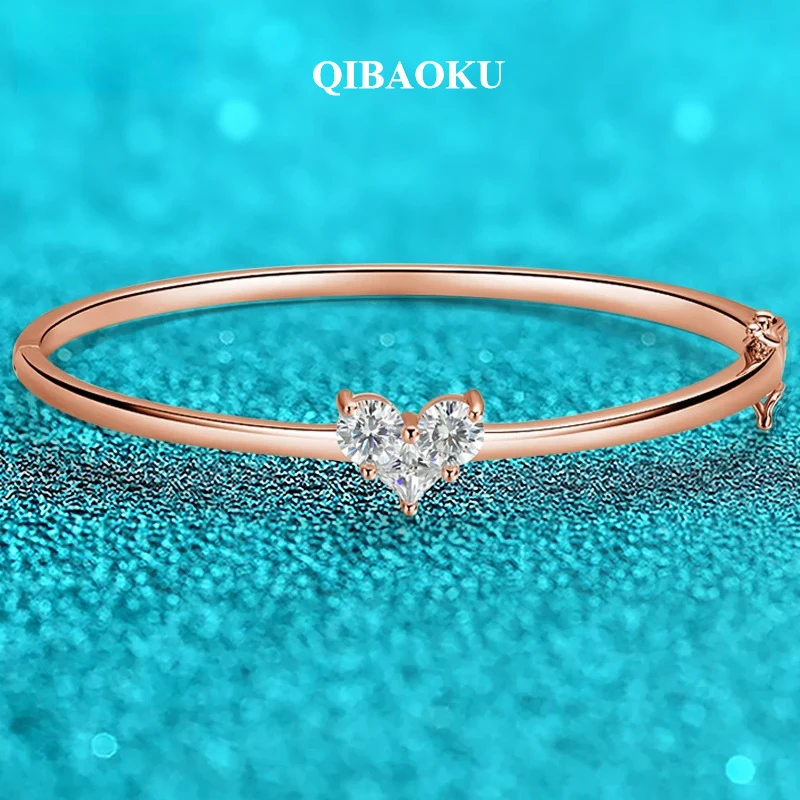 QIBAOKU 14K Plated All Moissanite Bangles for Women Gems Lab Diamond Luxury Jewelry GRA S925 Sterling Silver Shani Abergel 2026