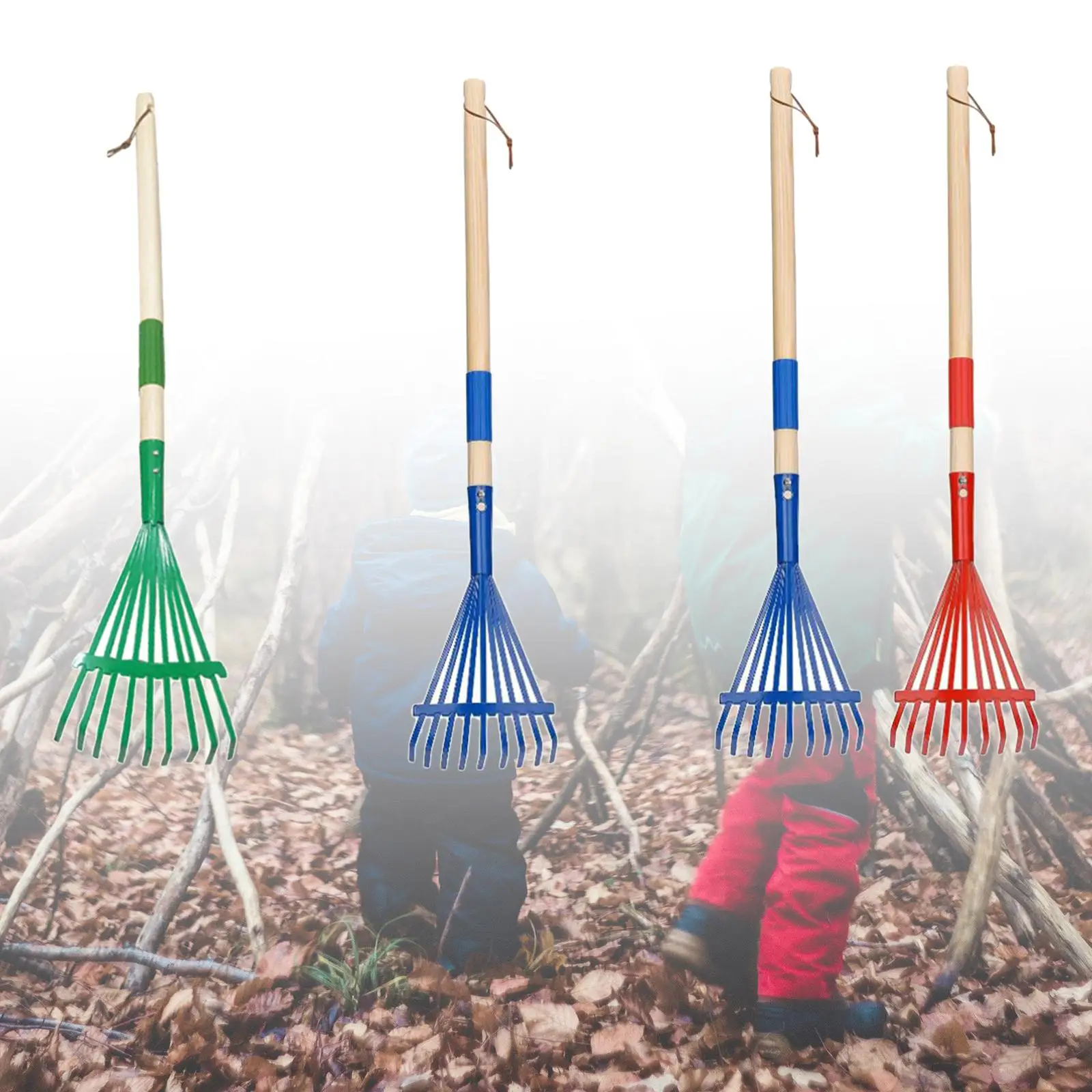 

Leaf Rake with Wooden Handle, 9 Teeth, Detachable Accessories, Agricultural
