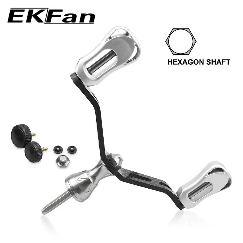 EKFan Newly Six Sides Carbon Handle Knobs 115MM 40G For Dawa Spinning Reel DIY Parts