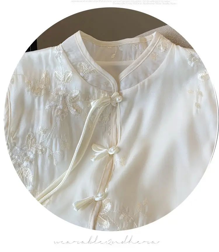 Nowa letnia moda w stylu chińskim ze stójką haftowana kamizelka wszechstronna koszula bez rękawów zmniejszająca wiek dla kobiet