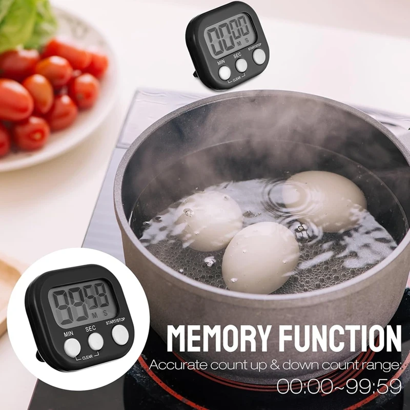 24 Pcs Digital Kitchen Timer Bulk Small Magnetic Timer on/Off Switch Minute for Classroom Cooking Baking(Black)-A68X