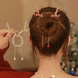 Christmas reindeer Ponytail clip, bun head fixer, suitable for high ponytail,hairpin Hair Accessories , suitable for women/girls