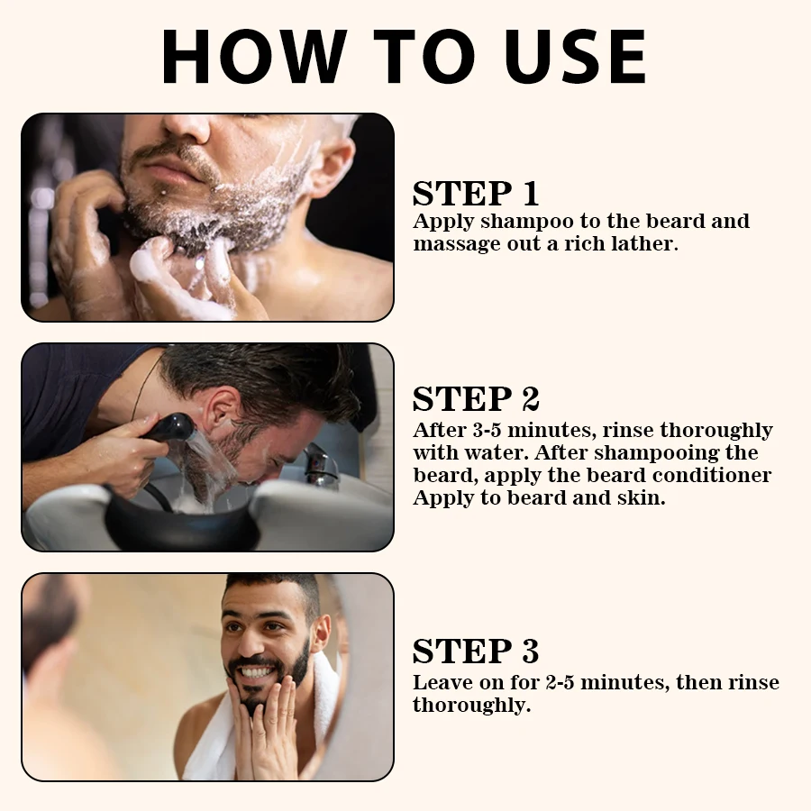 مجموعة العناية باللحية لغسل اللحية، مجموعة مكيف شامبو ومرطبة ومضادة للانفصال، هدية للرجال