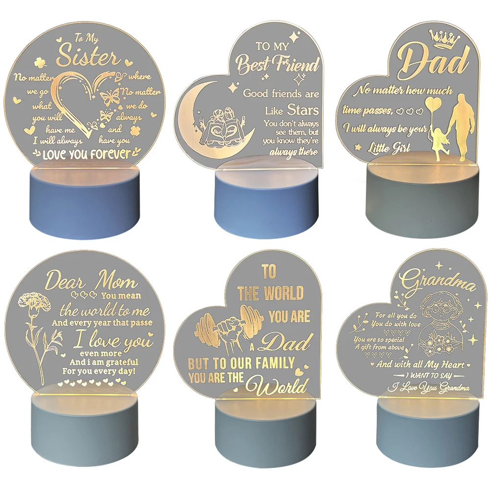 Birthday Gifts Night Light Acrylic Night Light Personalised Presents for Sister Best Presents for Mum Best Friend Birthday Gifts