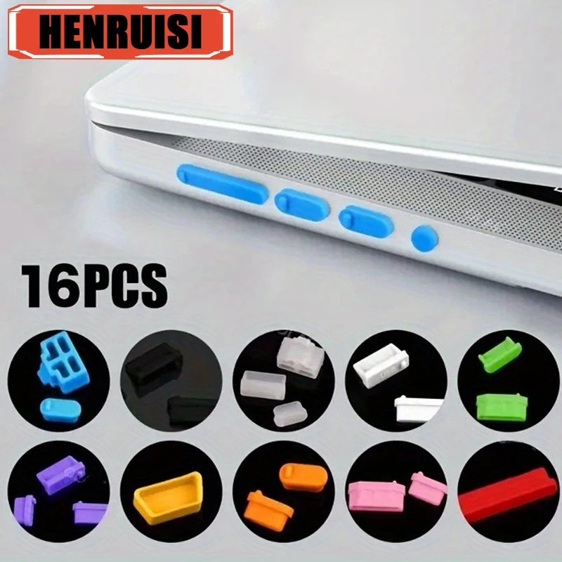 Universal Notebook Anti Dust Plug 16pcs Silicone Anti Protect Stopper USB Type C Dust Plug Computer Interface Waterproof Cover