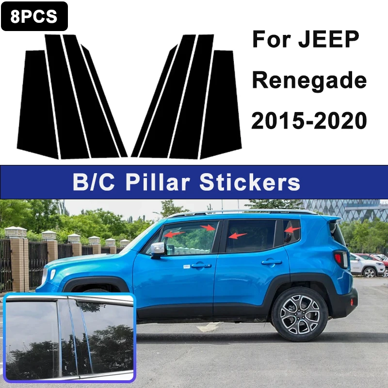 

For JEEP Renegade 2015-2020 Window B C Pillar Post Cover Trim Stickers Door Column Decorative Exterior Accessories