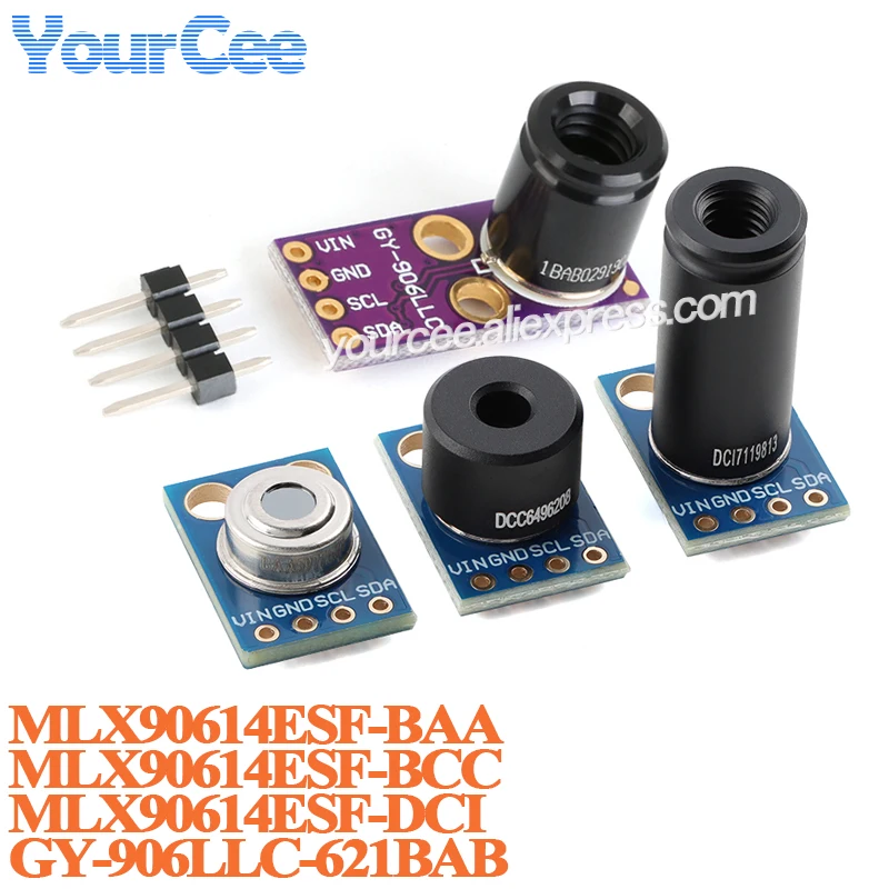 2pcs/1pc GY-906 MLX90614 Non-contact Temperature Measurement Sensor MLX90614ESF-DCI MLX90614ESF-BAA MLX90614ESF-BCC GY-906LLC