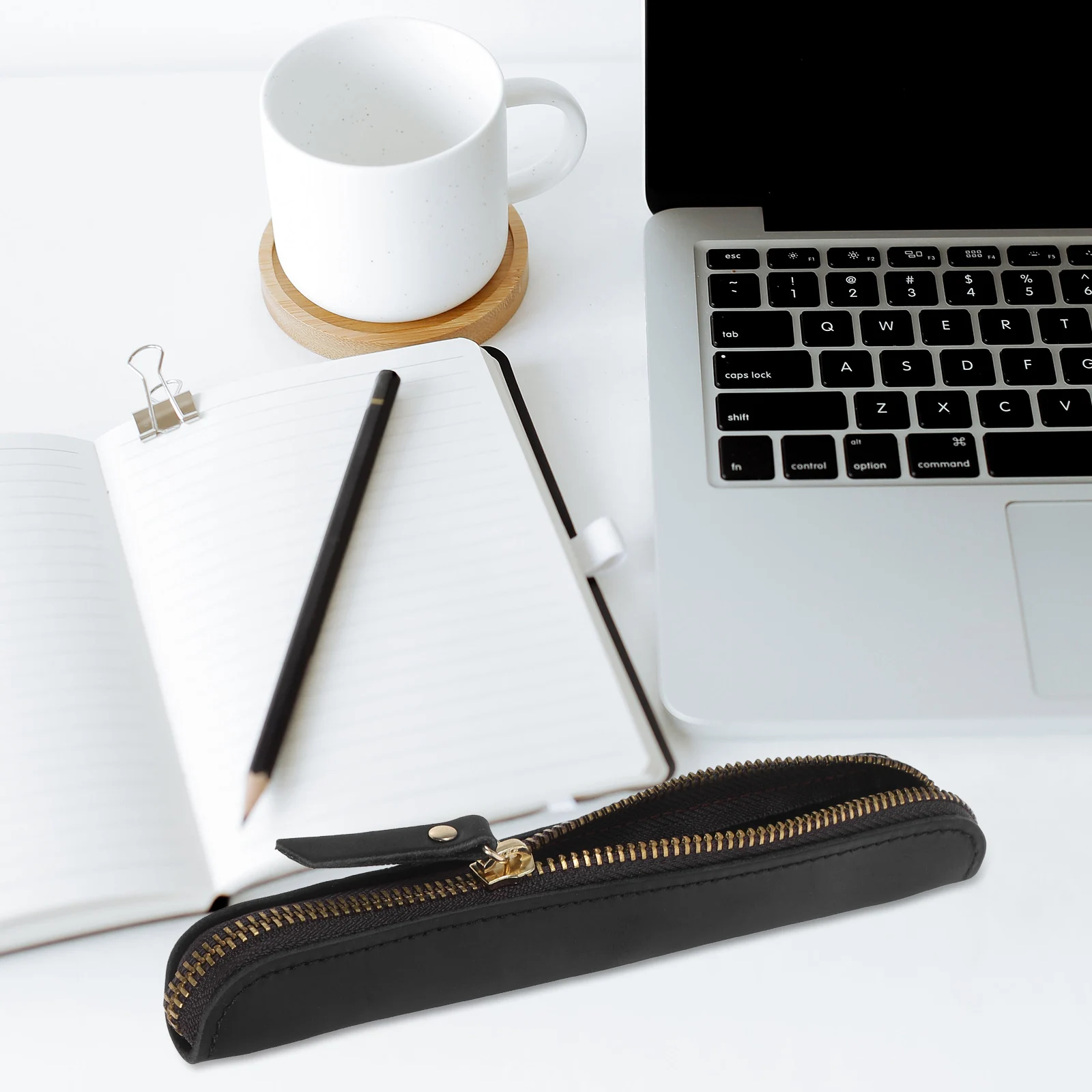 

Retro Handmade Pen Case Holder Pouch Coffee Color Office College Use Hand Stitch Elegant Pen Organizer