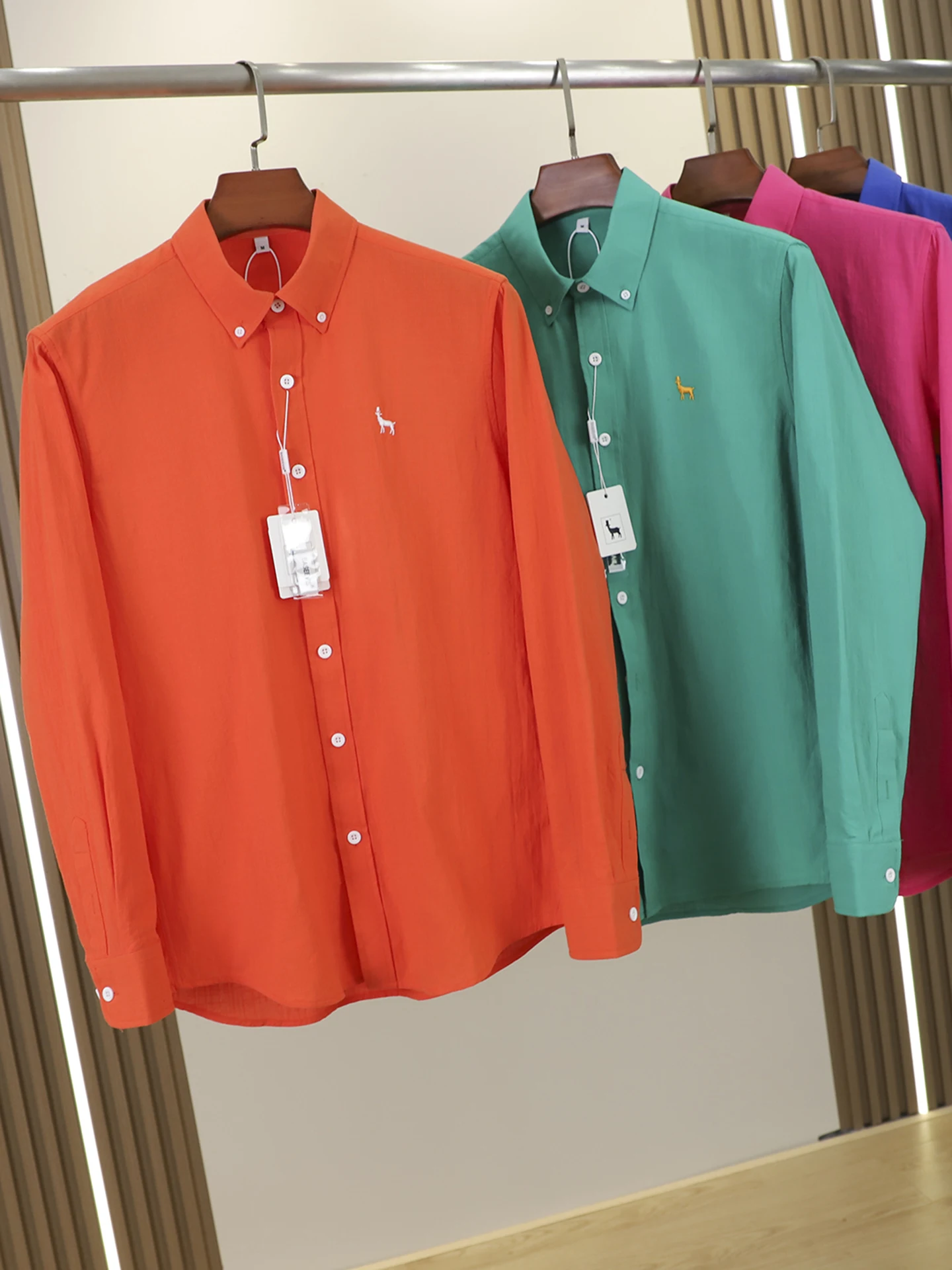  High-Quality Long-Sleeve Bamboo Cotton Embroidered Shirt for Men Breathable Standard Fit Spring Commute Friendly
