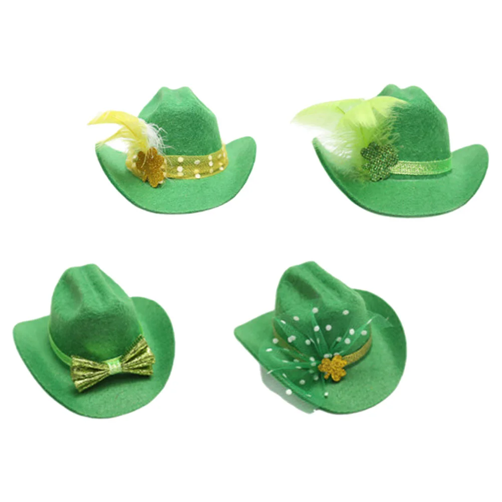 

Bow Irish Mini Hair Clips Hat Shape Accessory Decor St Patrick's Decorative Hairpin Party Patricks Day Costume Hats
