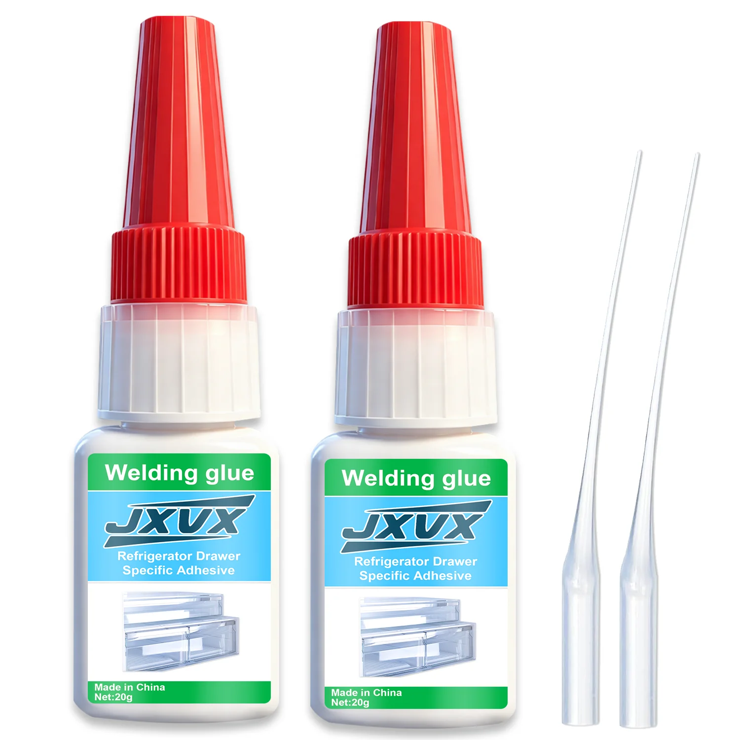 Refrigerator Drawer Repair Adhesive, 20ml – Quick-drying, transparent, high-strength adhesive that withstands low temperatures.