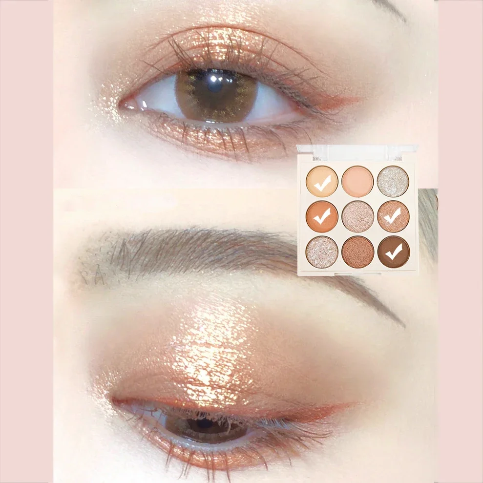 9-Color الآيس كريم عينيه لوحة اللؤلؤ ماتي ارتفع الذهب الكذب الحرير دودة استحى دقيق الشوفان الحليب الشاي الأرض لهجة مثير مستحضرات التجميل