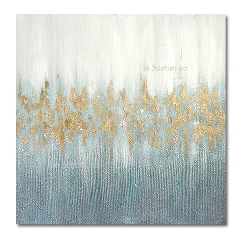 Wall Decor Paintings Art Handmade Unframed Textured Gold Foil Oil Painting Canvas Picture Artwork Hot Selling Home Showpieces