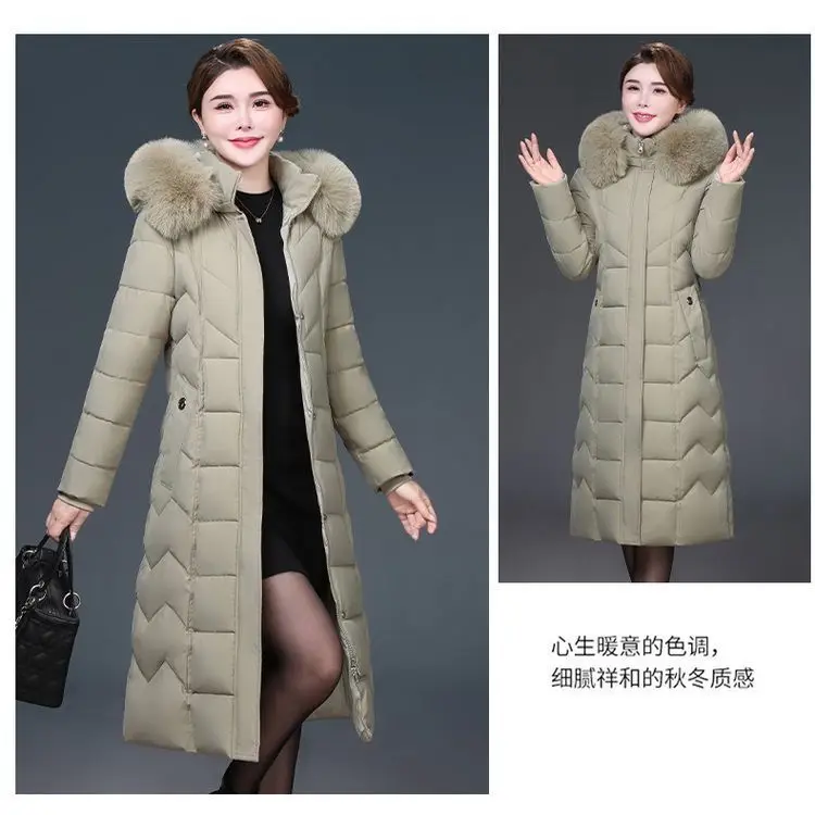 Middle Aged Mother Down Cotton Jacket 6XL Winter Oversized Thick Hooded Coat Windproof Rainproof Female Warm Long Parka Overcoat