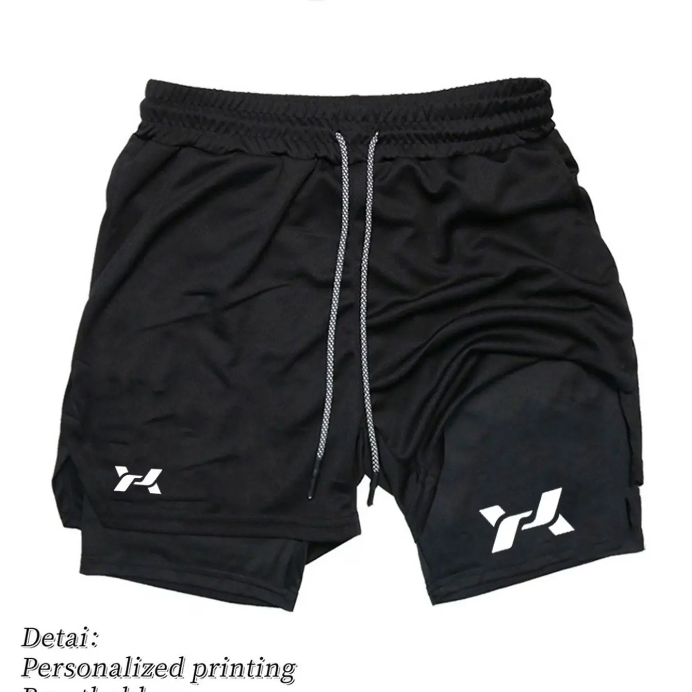 

Men's Two-in-one Sports Shorts Breathable Casual Quick-drying Double-layer Shorts Summer Running Sportswear Bottoms M-3XL