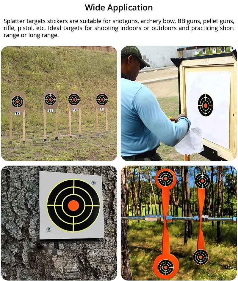 100/200 Stück Schießzielaufkleber Selbstklebende Reaktive Spritzer-Ziele für Jagd-Übungen Schießtraining Werkzeuge – Detail 6