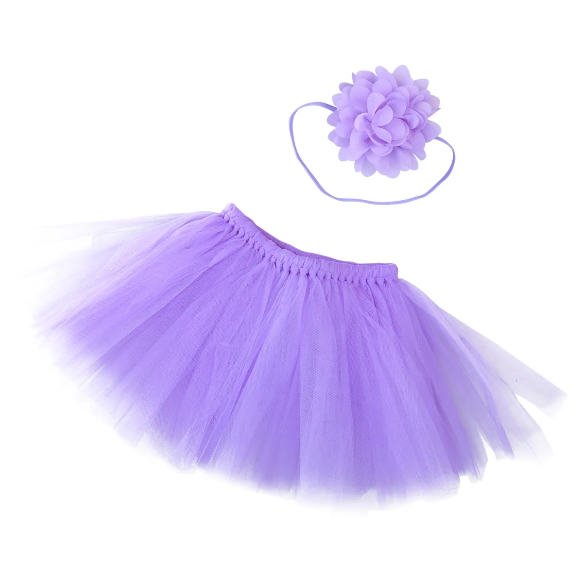

Tutu Tulle Skirt Mini Bubble Layered Photography Dress Girls Lightweight Soft Polyester Elastic Waistband Infant Toddler