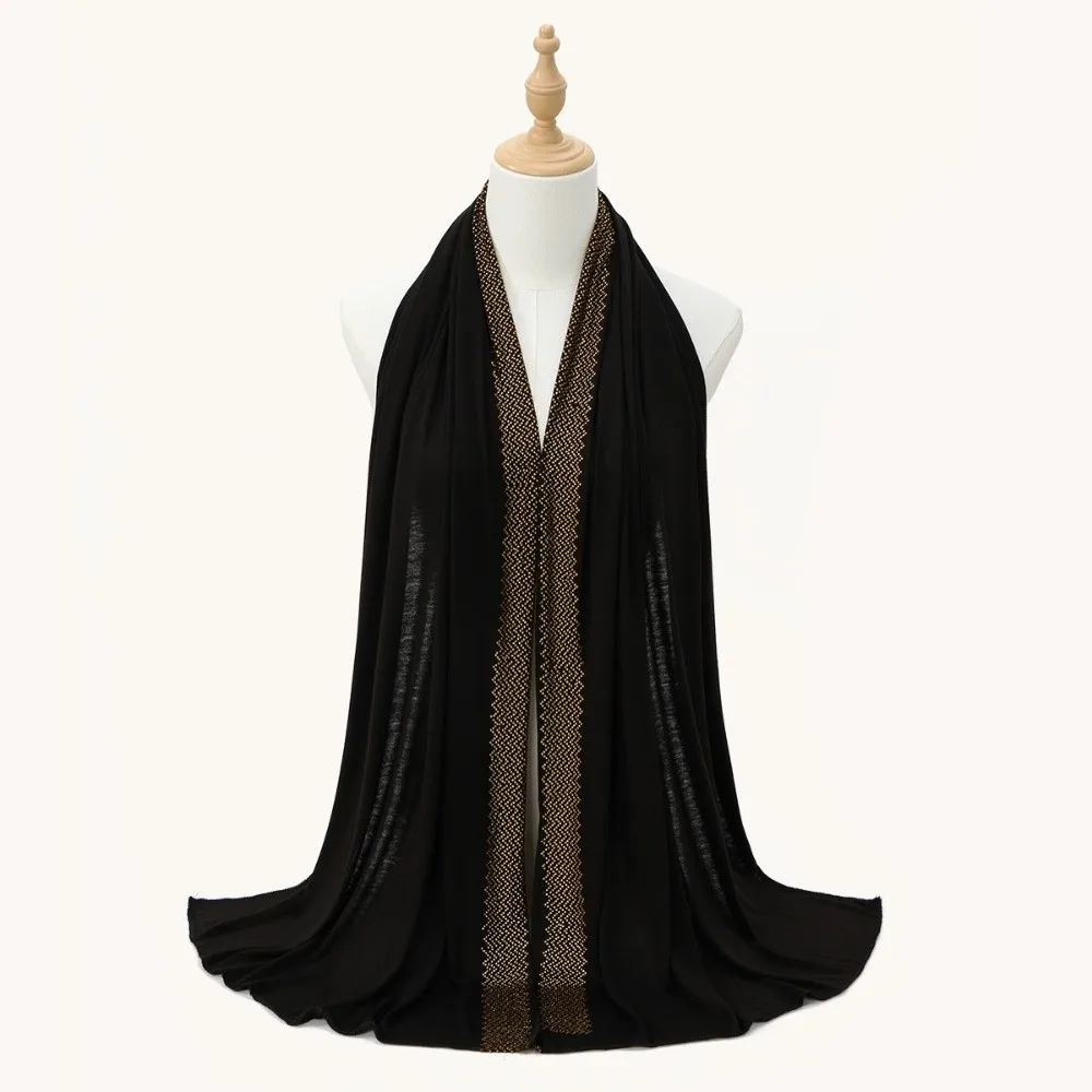 

Breathable Rhinestone Chiffon Hijab Scarf Sunscreen Long Smooth Silk Headscarf Lightweight Solid Color Thin Large Shawl