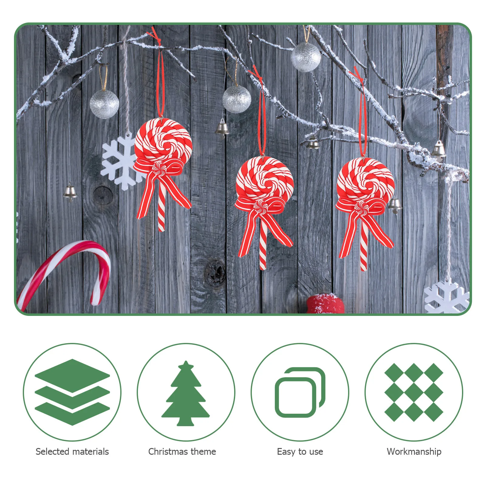 

Polymer Clay Candy Christmas Hanging Decoration Tree Ornament Festive Holiday Pendant Party Decor Ornament