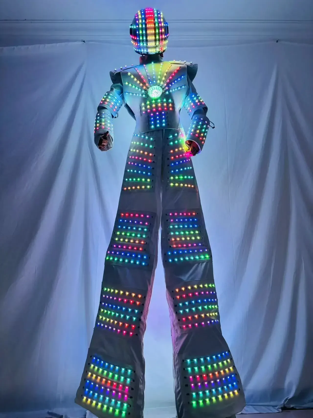 Concert Show Outfit Dancer LED Stilts Walker Costume Luminous LED Costume Clean Shiny Events Holiday Show Performance Suit