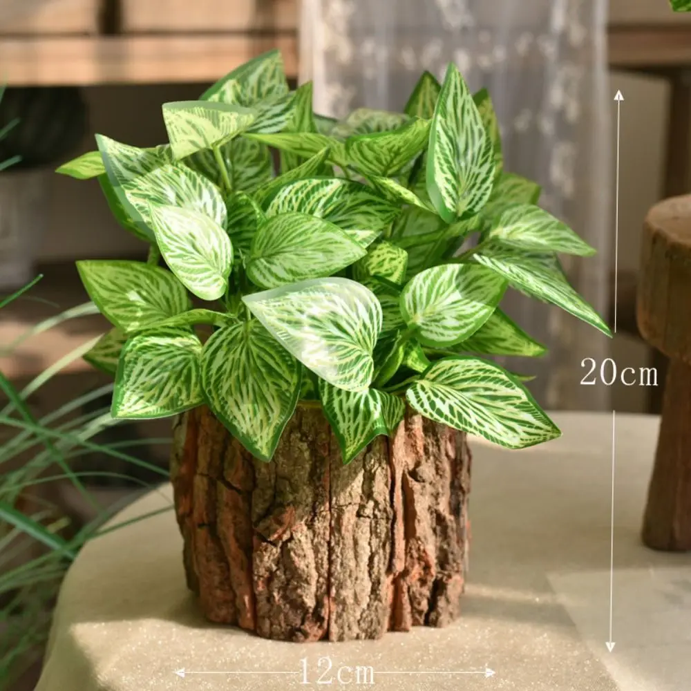 Creative Wooden Succulent Flowerpot DIY Desktop Storage Pen Container Pastoral Style Flower Arrangement Bark Flower Pot