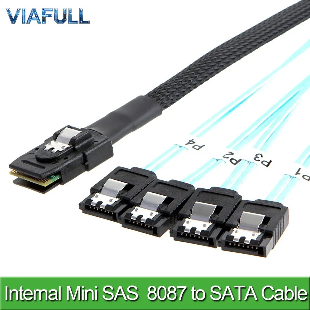 Mini SAS 8087 to 4 SATA Cable, SFF-8087 to 4 x SATA Straight / 90° / Left / Right Angle, 0.5m 1m for Server HDD