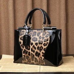 high quality real cowhdie leather bag Large capacity tote bag Genuine leather women bag Fashion luxury brand Leopard handbags