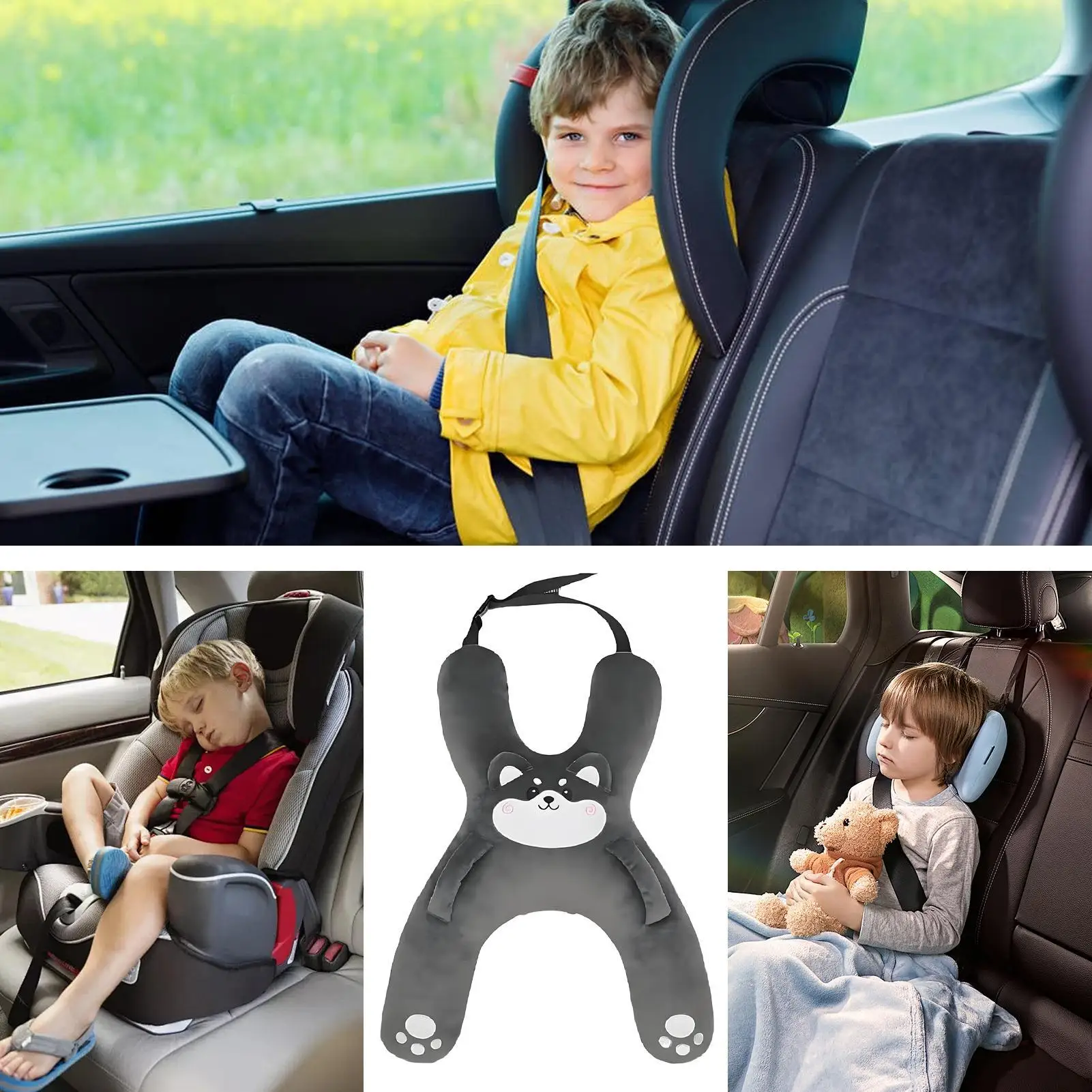 Car Seat Safety Neck Pillow With Neck Support Cute Back Support Car Pillow Animal Toys Kids For Children Aldult Travel Road Trip