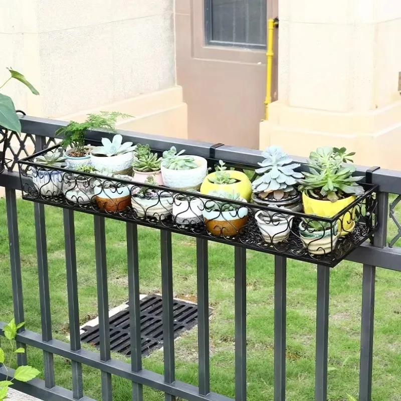 Hanging Window Plant Stand 30/60/80cm, Balcony Railing Succulent Flower Pot Holder Garden Rack