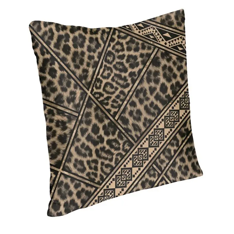 Leopard Fur With Ethnic Ornaments Throw Pillow Cover Home Decor Square Leopard Skin Cushion Cover 45x45cm Pillowcover for Sofa