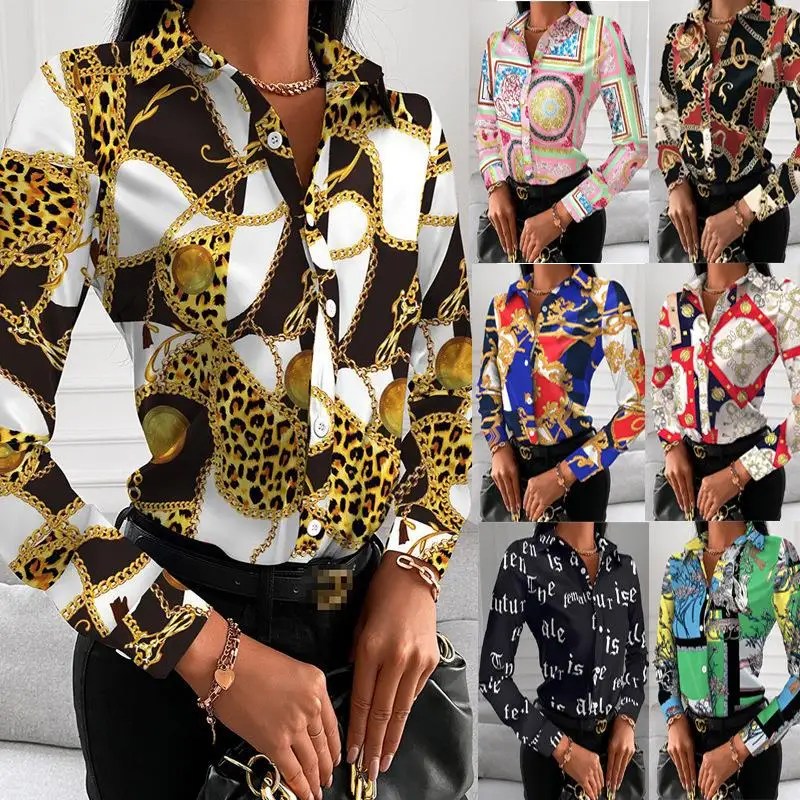 

Women's Long Sleeve Printed Shirt Feminine Style Fly Sleeve Elastic Waist Design Non-shrinking Durable Fabric Ladies' Top