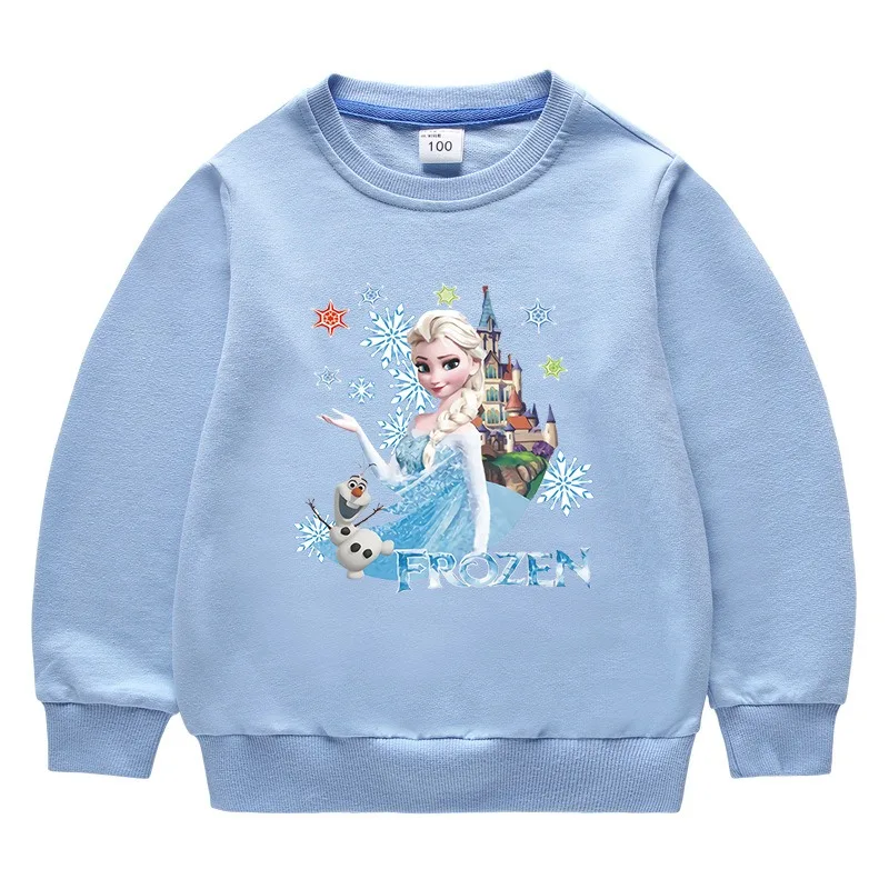 Quality Cotton New Disney Tee Shirt Girl Clothing for Children T-shirt Girls Long Sleeve Kids Tops Frozen Elsa Clothes 1-10T