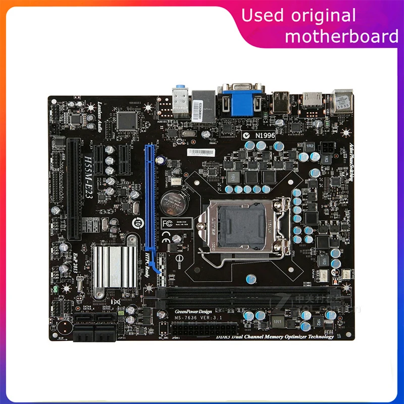 

Б/у материнская плата LGA 1156 для Intel H55 H55M-E23 компьютера USB2.0 SATA2 DDR3 8G десктопная материнская плата