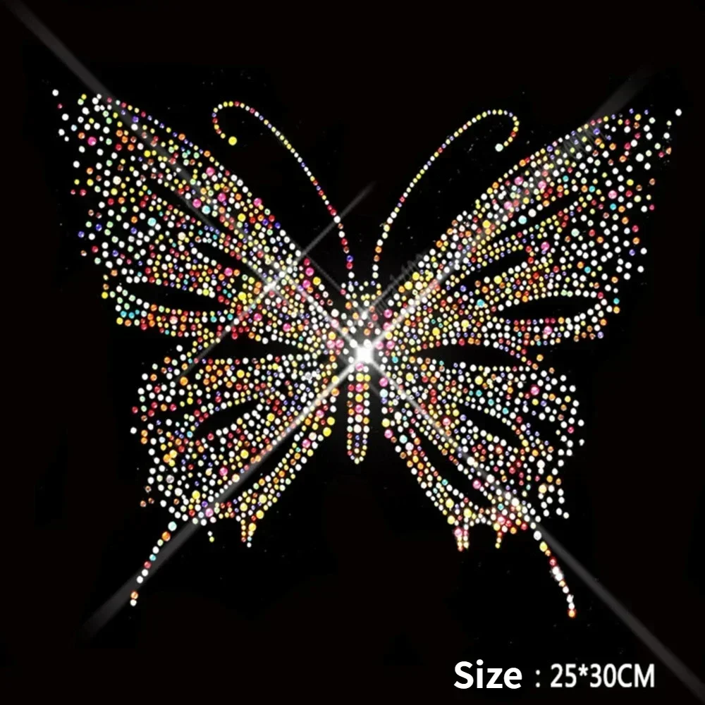 Glitter Sticker Rhinestones Iron-on Transfers Patch Decorative Butterflies Accessories Dress T-shirt Rhinestone Applique Patches