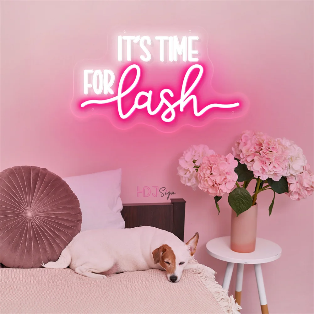 It\'s Time for Lash Beauty LED Neon Sign Lights Lash Room Decoration Wall Art Neon Light Beauty Salon Decor Business Signboard