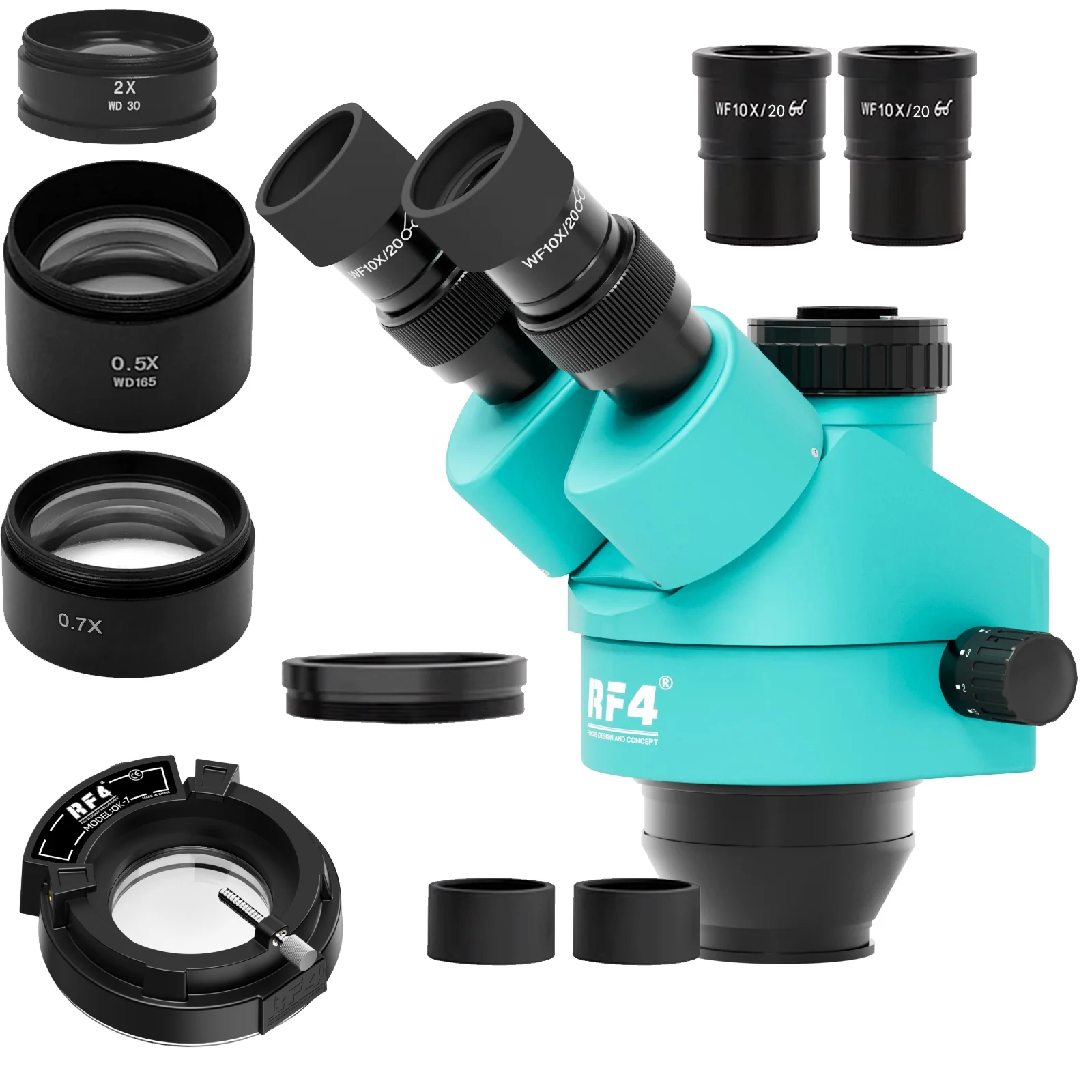 RF4 0745TV HD Microscope Lens Set with Multiple Objectives for Mobile Phone Repair Expert High Precision Inspection Tool